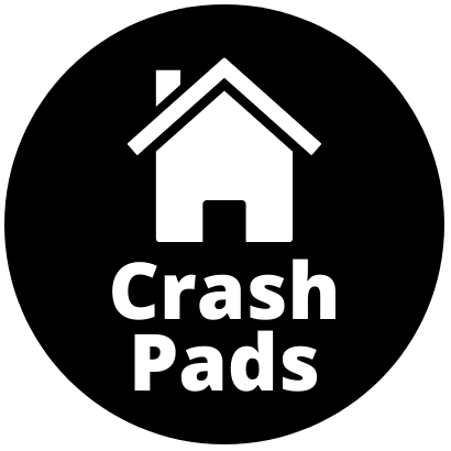 Crash Pad logo, takes you back to home